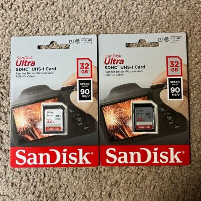 Lot Of 2 New SanDisk Ultra 32GB Class 10 SDHC Memory Card – (SDSDUNR-032G-GN6N)