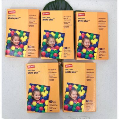 Staples Set Of 5 Gloss Photo Plus 60 Sheet Ct 4 in x 6 in Printable Paper 19898