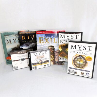 MYST 6 PC Games + THREE Books LOT Riven Uru Exile Revelation End of Ages SET