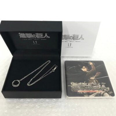 U-TREASURE Attack on Titan Double Ring Necklace Eren & Levi SILVER 925 + Coaster