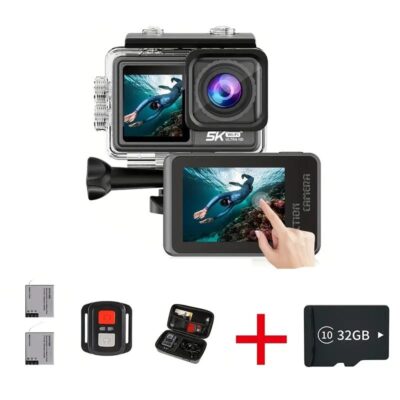 5K 60FPS WiFi Action Camera With Touch Screen Dual Screen Underwater Camera