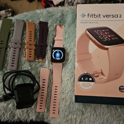 Fitbit Versa 2 Fitness Tracker w/ 5 bands (petal / copper rose) (sm and lg)