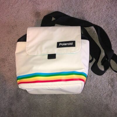 POLAROID CAMERA CASE CROSSBODY FOLDOVER BAG WHITE BLACK RAINBOW