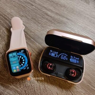 Smart Watch Heart Rate Monitor Bluetooth Call + Wireless Earbuds Earphone