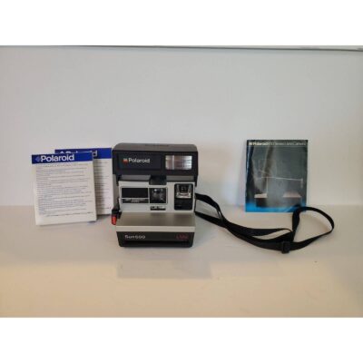 Vintage Polaroid Sun 600 LMS Instant Camera with Strap-Tested. 2 Ink Packs too!