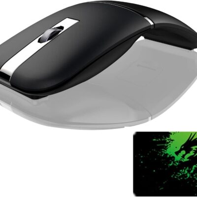 Compact Bluetooth Wireless Arc Mouse: Rechargeable, Silent, Foldable – Black