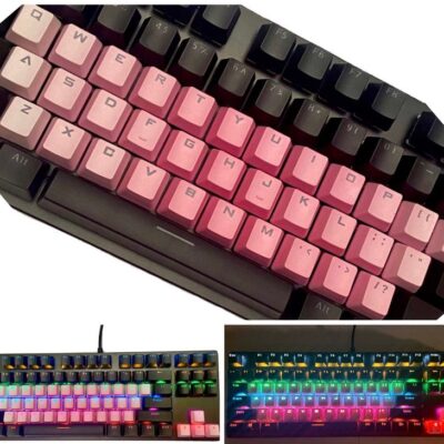 Pink Ombré Fade Black Mechanical Gaming Keyboard RGB Rainbow Backlit New
