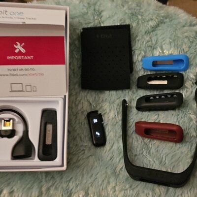 Fitbit One Activity Tracker w/ 4 clips, 1 wrist band, 2 chargers 1 armband,