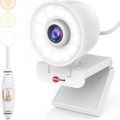 Full HD Streaming Webcam: 1080P Webcam Built in Adjustable Ring Light