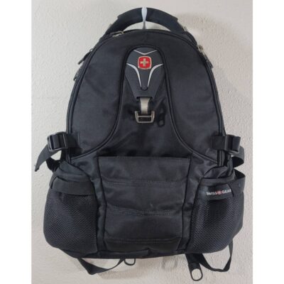 Swiss Gear Black Laptop Backpack 6 Full Zipper Pockets Lightweight Airflow