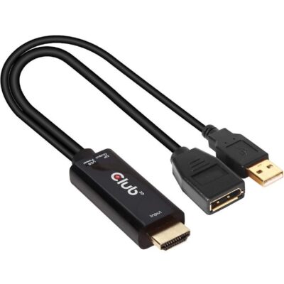 Club 3D HDMI to DisplayPort Video Adapter w/USB Power (HDMI 2.0 to Displayport A