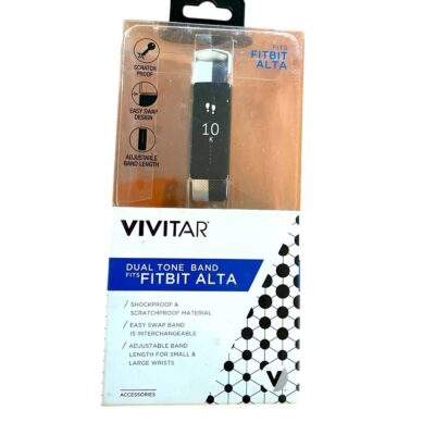 NEW Fitbit Alta Fitness Tracker Dual Tone Adjustable Swap Band Black White NIB