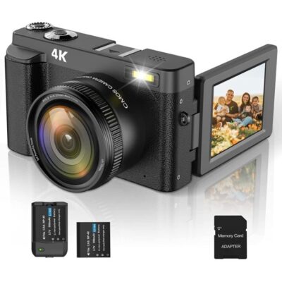 4K Digital Camera for Photography 16X Zoom Anti-Shake Vlogging Camera with Flash